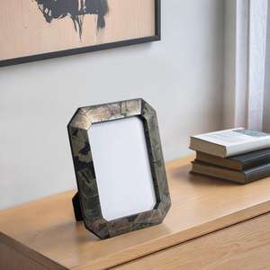 <b>Antique</b> Resin Inlay Photo <b>Frame</b> Handmade Wall Mount Vertical Orientation - Product Image 6