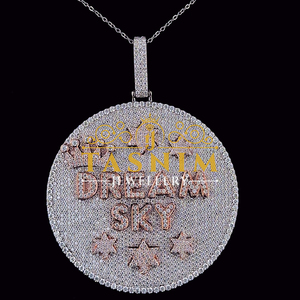 จี้รูปทรงท้องฟ้า Tasnim Dream Sky ประดับมอสซาไนต์และไข่มุกน้ำจืด ชุบทอง 10K เงินแท้ 925 ดีไซน์หรูหรา สไตล์ฮิปฮอป สำหรับทุกเพศ ได้รับการรับรองจาก GIA - Product Image 3