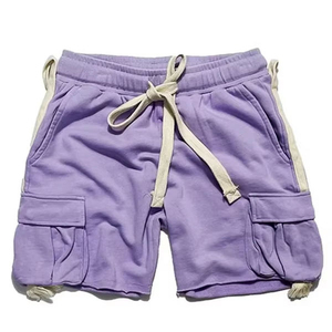 Shorts en coton 100% personnalisés tendance pour hommes, de haute qualité, amples, style streetwear décontracté, effet délavé soleil, en tissu éponge, personnalisables - Product Image 1