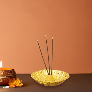 Brass Agarbatti Stand 5 Inch Round Incense Holder Aromatherapy <b>Diffuser</b> Traditional Home Decor for Living <b>Room</b> - Product Image 1
