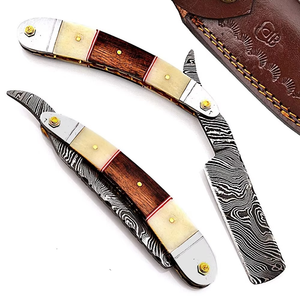 Navajas de Afeitar de Acero Inoxidable con Alto Contenido de Carbono de Damasco Hechas a Mano, Artículos de Salón Seguros, Regalo Personalizado para Hombres - Product Image 6