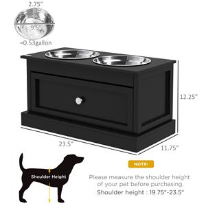 Supporto Nero Rialzato per Ciotole per Cani con Cassetto Portaoggetti, Ciotola Rialzata per Alimenti per Gatti, Ciotole per Cani con Alimentazione Lenta - Product Image 3