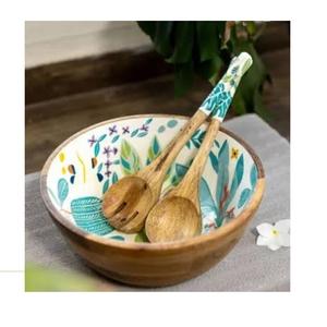 Tazón para servir frutas profundo, muy vendido, para la mesa de comedor, tazón decorativo para servir alimentos, con acabado esmaltado, tazón de madera - Product Image 1