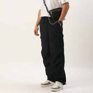 Pantalon cargo décontracté pour homme, coupe ample et décontractée, style streetwear décontracté, 100% coton Oxford, écologique - Product Image 3