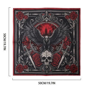 New Trend Halloween Cosplay Costume Accessories Luxury Silk Feel Skeleton Bone Skull Pattern Small <b>Square</b> <b>Scarf</b> Neck Ribbon Band - Product Image 5