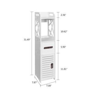 Support de rangement pour salle de bain à 4 niveaux Organisateur de placard avec 2 portes sculptées Armoire de décoration intérieure - Product Image 4