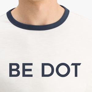 T-shirt à manches courtes pour homme Be Dot, blanc, col rond, avec bordure contrastée, jersey décontracté en coton, séchage rapide, respirant, 220g - Product Image 3