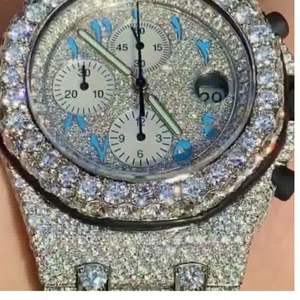 Montre de luxe entièrement sertie de diamants VVS de qualité supérieure, fabriquée en laboratoire, nouvelle collection - Product Image 6