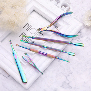 Premium Stainless Steel <b>Manicure</b> Pedicure <b>Kit</b> with Rainbow Tweezers Nail Clipper Set Private Label OEM - Product Image 6