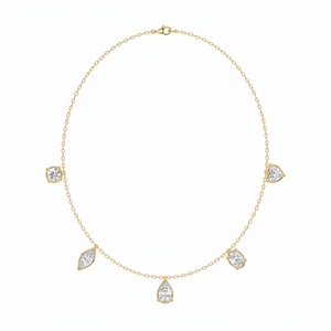 <b>Sterling</b> <b>Silver</b> 9KT,10KT, 14KT,18KT Askew Trinket <b>Necklace</b> for <b>Women</b> Mix Cut Lab Grown Diamond <b>Women</b> Premium Jewelry Gift - Product Image 5
