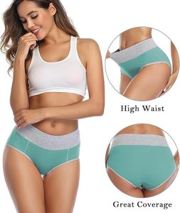 Braguitas de Algodón de Cintura Alta para Mujer OEM, Cobertura Total, Logotipo Personalizado, Marca Privada, Ropa Interior de Algodón Peinado, Elástico en Cuatro Direcciones - Product Image 1