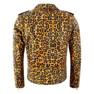 <b>Smart</b> Range Leather <b>Mens</b> Leopard Print Napa Leather Biker <b>Jacket</b> Brando Style Cross Zip Motorcycle <b>Jacket</b> OEM ODM Manufacturer - Product Image 4