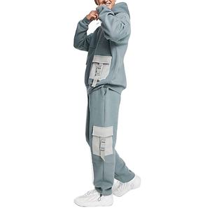 Vente en gros Survêtement pull lourd Tenue de jogging sérigraphiée personnalisée avec poches cargo - Product Image 1