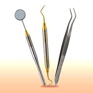 Kit de base pour étudiants en dentisterie, 3 pièces : Miroir, Explorer, Pince, en acier inoxydable, certifié CE - Product Image 2