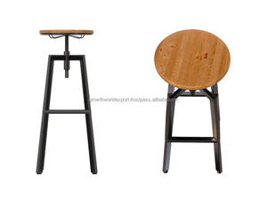 Industrial Wooden Bar <b>Stool</b> with Backrest Adjustable Height Bar <b>Stool</b> Chair Rustic Wood & Metal Bar Chair Vintage Industria - Product Image 5