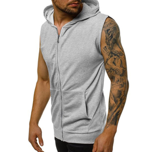 Best Selling Sportswear Sleeveless Gym Hoodie Tank Top Bodybuilding Muscle Singlets 100% Cotton Fleece Zipper <b>Hoodies</b> - Product Image 2