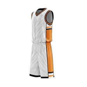 Conjunto de Uniforme de Baloncesto Personalizado Blanco y Naranja, Sin Mangas, Cuello en V, Sublimado, de Secado Rápido, Ajuste Atlético, Unisex, para Adultos - Product Image 5