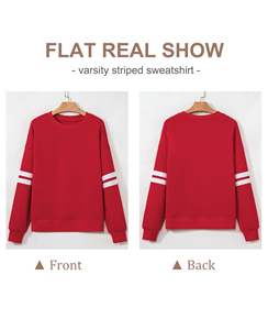 Sweat-shirt à épaules tombantes pour femmes, design tendance, respirant, vêtements de sport, sweat-shirt oversize pour femmes, couleur rouge - Product Image 4