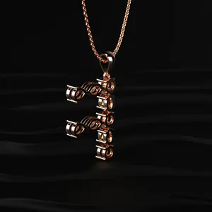 New Arrival Trendy F Alphabet Labgrown Diamond Pendant Rose Gold 1.2CT Solitaire <b>Necklace</b> <b>D</b>-E Color VS Clarity IGI Certified - Product Image 5
