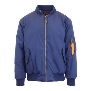Blouson bomber pour homme, bleu marine, style streetwear, col montant, couleur unie, fermeture éclair, coupe-vent, vêtements d'hiver, polyester/coton - Product Image 2
