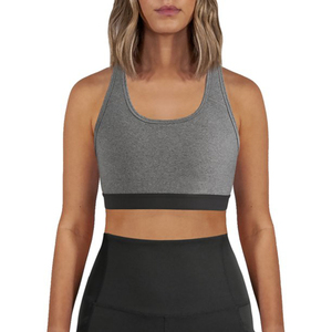 Soutien-gorge de sport sans armatures pour femme, demi-bonnet, dos nageur, couleur unie, tricoté, respirant, toutes saisons, lavable en machine - Product Image 1