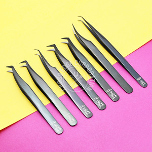 Private Label Eyelash Tweezers for Lash Extensions Lash Extension Kit Tweezer for Lash Volume Black Color Wholesale - Product Image 1