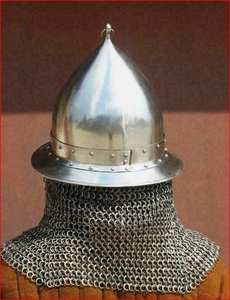 Casque médiéval en maille conique argenté, casque mongol fermé pour jeu de rôle, casque médiéval poli, armure ronde - Product Image 2