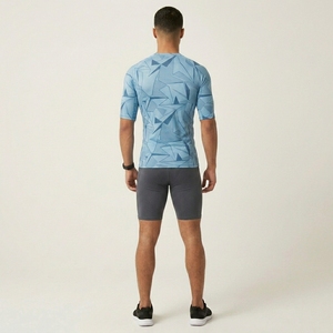 Men's Geometric Pattern <b>Compression</b> <b>Shirt</b> Short Sleeve Quick Dry Sporty Fitness Top O-Neck Slim Fit Activewear - Product Image 2