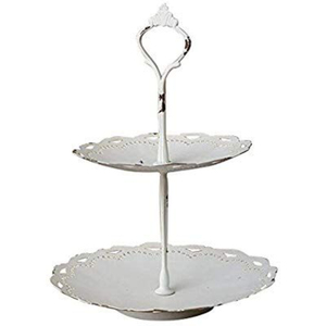 Soporte de pastel de aluminio plateado de alta calidad de 2 niveles, torre decorativa de metal para exhibir postres, bandeja para servir en fiestas y eventos en el hogar. - Product Image 4