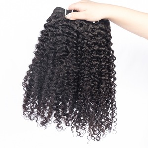 Extensiones de Cabello Rizado Premium, Cabello Humano con Clip, Negro Natural, Voluminoso, Compre Directamente del Proveedor Indio - Product Image 1