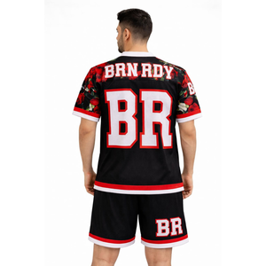 Ensemble maillot et short de football américain respirant en polyester 100 % – Tenue de sport personnalisable - Product Image 3