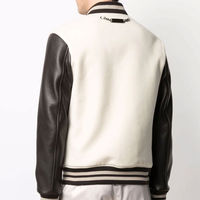 Veste de baseball personnalisée pour hommes en gros avec manches en cuir, patch brodé en chenille, style streetwear