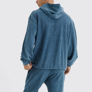 Hot Sale High Quality Winter Hooded Men Acid Wash Tracksuit Design Your Own Low MOQ Screen Printing Tracksuit Set OEM Service - Product Image 4