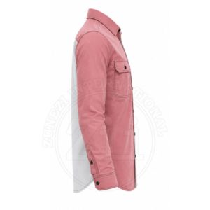 เสื้อเชิ้ตแขนยาวสีขาวและชมพูสำหรับงานดับเพลิง ป้องกันความร้อน ตะเข็บเชื่อม กระเป๋าเสื้อ ป้ายโลโก้ ชุดหน้ากากป้องกันฝุ่น - Product Image 3