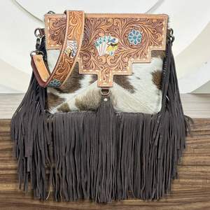 2025, superventas, diseño de tendencia, bolso de mano con flecos de cuero de vaca, bolso bandolera de hombro elegante y de moda para mujer - Product Image 4