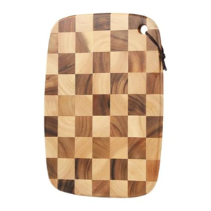 Juego de tablas de cortar de madera de acacia al por mayor, ovaladas con patrón a cuadros, para servir carne, queso y verduras - Product Image 6