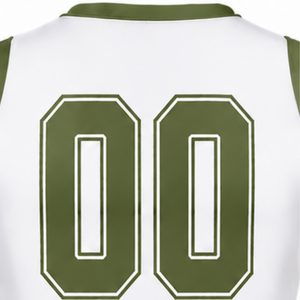 Ensemble d'uniformes de cheerleading sublimés blanc et vert olive, sans manches, haut et jupe, tenue de sport pour l'entraînement et la performance - Product Image 4