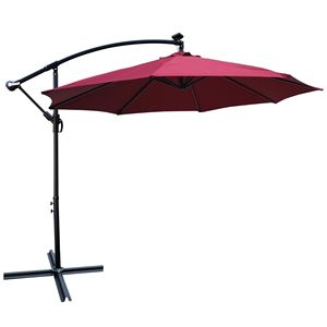 Ombrellone da Esterno a LED Solare da 3 Metri, Impermeabile, 8 Stecche, con Manovella e Base a Croce, per Patio e Giardino - Product Image 5