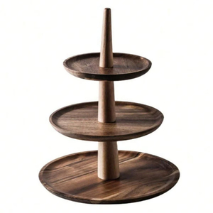 Support à gâteau décoratif en bois pour table de desserts de fête à domicile, avec finition élégante et support robuste - Product Image 1