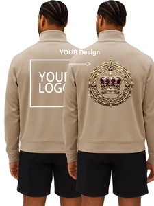 Customizable Men's Long-sleeved Winter Sports Sweatshirt Turn-down Collar 1/4 Zipper Design Knitted Fleece Quick Dry 100% Cotton - Product Image 6