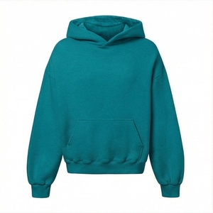 Sweat à capuche oversize en pur coton, épaules tombantes, streetwear, pull personnalisé avec logo, manches longues, longueur genou, motif uni - Product Image 1