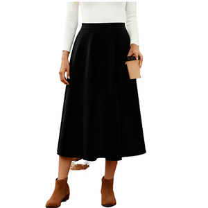 Custom Denim Skirts Manufacture High Waisted Long Casual with Pockets Women's Denim Skirts For Online sale - Product Image 2