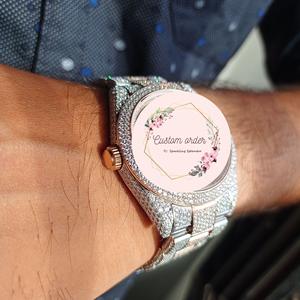 Montre analogique pour homme en moissanite haute qualité, cadran arabe, mouvement automatique, bracelet argenté, faite à la main, style Iced Out - Product Image 5