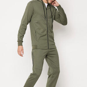 Sweat-shirts à capuche zippés en molleton pour hommes, coupe régulière, taille élastique, ensembles de vêtements de sport 100% molleton - Product Image 5