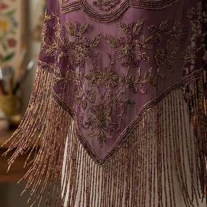 Poncho Chal de Lujo con Cuentas Hechas a Mano de Primera Calidad, Diseño Boho para la Noche, Disponible a Buen Precio - Product Image 5