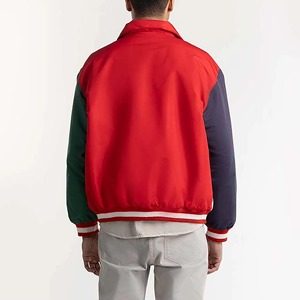 Blousons universitaires pour hommes de haute qualité, légers, à col montant, en laine d'hiver, avec manches en cuir, design optimal, devant en tissu uni - Product Image 6