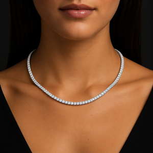 Elegante Collar de Tenis con Diamantes Naturales Redondos Brillantes, Oro Sólido de 10k, Joyería Fina de Lujo de Alta Calidad para Mujer, Venta al Por Mayor - Product Image 1