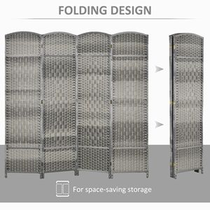 4-Panel 6FT Tall Wood Freestanding Partition <b>Folding</b> <b>Screen</b> Divider for Home Office Mixed Gray Privacy <b>Screen</b> - Product Image 4