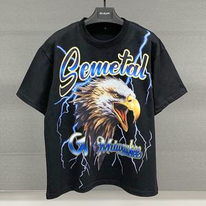 T-shirts graphiques en coton épais pour hommes, style streetwear, coupe oversize à épaules tombantes, personnalisables en gros, impression sérigraphique, 280 g/m² - Product Image 1