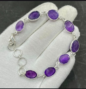 Purple Amethyst Cabochon <b>Bracelet</b> Sterling Silver Handmade Gemstone <b>Bracelet</b> Purple Amethyst <b>Bracelet</b> Amethyst Cabochon <b>Bracelet</b> - Product Image 3